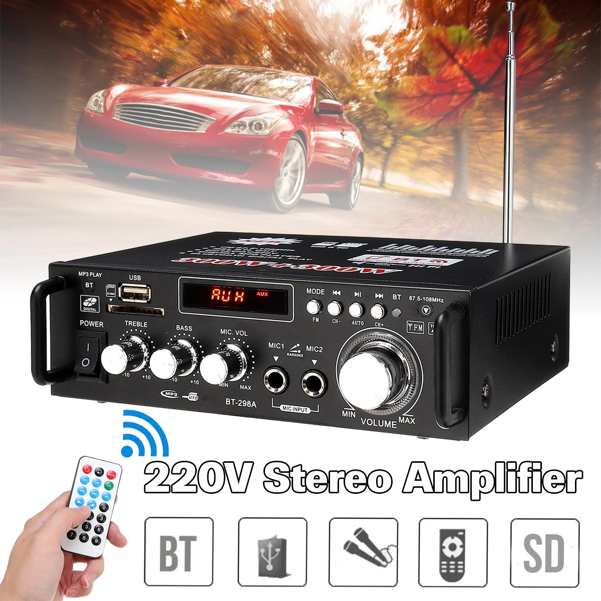 600w Профессиональный усилитель Аудио Bluetooth Сабвуфер звуковая система для