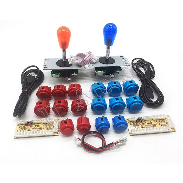 2 игрока аркадная Кнопка джойстик DIY контроллер комплект для Windows и Raspberry Pi, 5 Pin 8 способ джойстики и кнопка