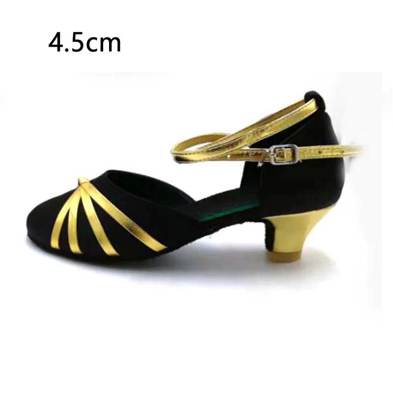 Women's sChildren's Latin Dance Shoes Ladies Girls Tango/Ballroom Dancing Shoes Low Heel 3-4CM Salsa Sandals Kids Home Sneaker - Цвет: Black 2