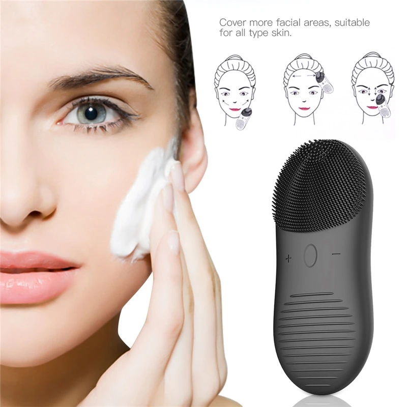 EAS-Facial Cleanser Ultrasonic Silicone Face Washing Brushes Pore Cleaner Blackhead Face Cleansing Waterproof Electric Skin Mass