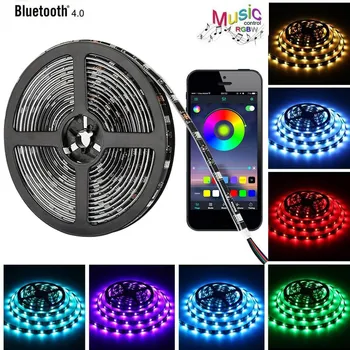 

5V USB SMD 5050 LED RGB Strip Light Bluetooth Control Waterproof Color Change Flexible Ribbon Tape Lamp for TV Desktop