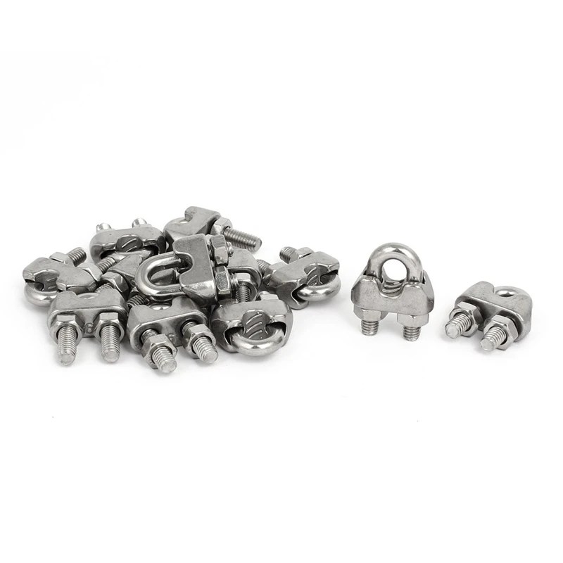 

M6 1/4 Inch 304 Stainless Steel Saddle Clamps Cable Wire Rope Clips Fastener 12PCS