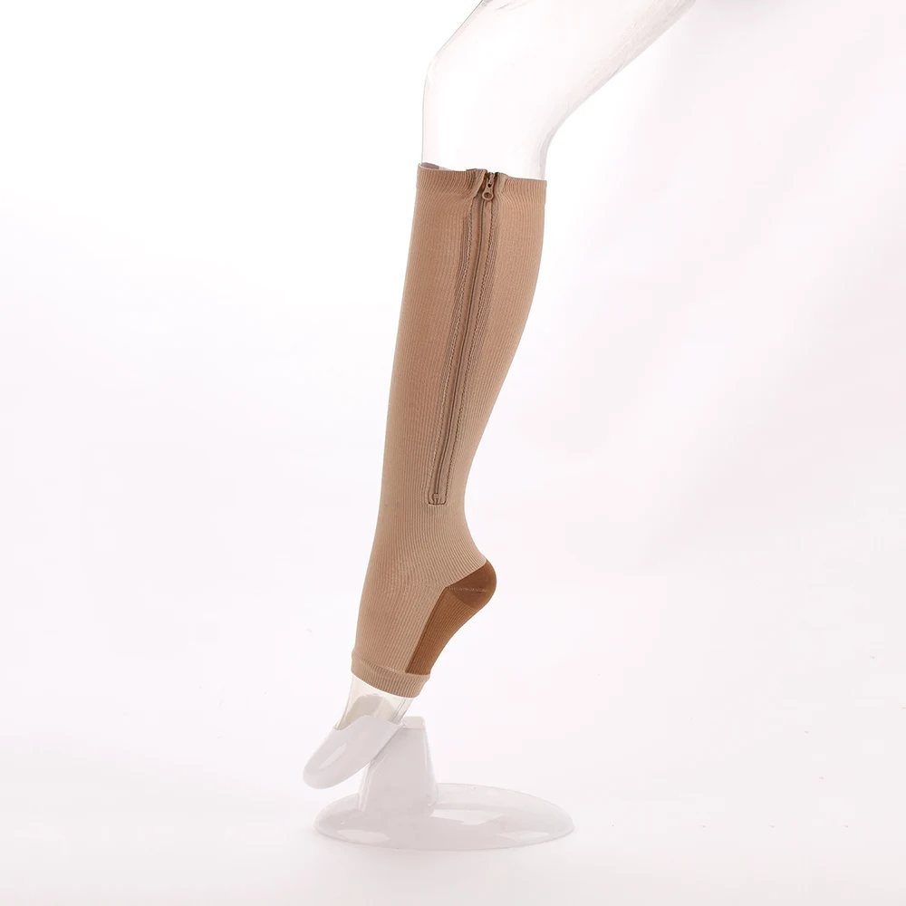 Women Zipper Compression Socks Anti-Fatigue Miracle Copper Unisex Zip Leg Support Knee Sox Open Toe Cycling Sport Sock BC0119 (8)