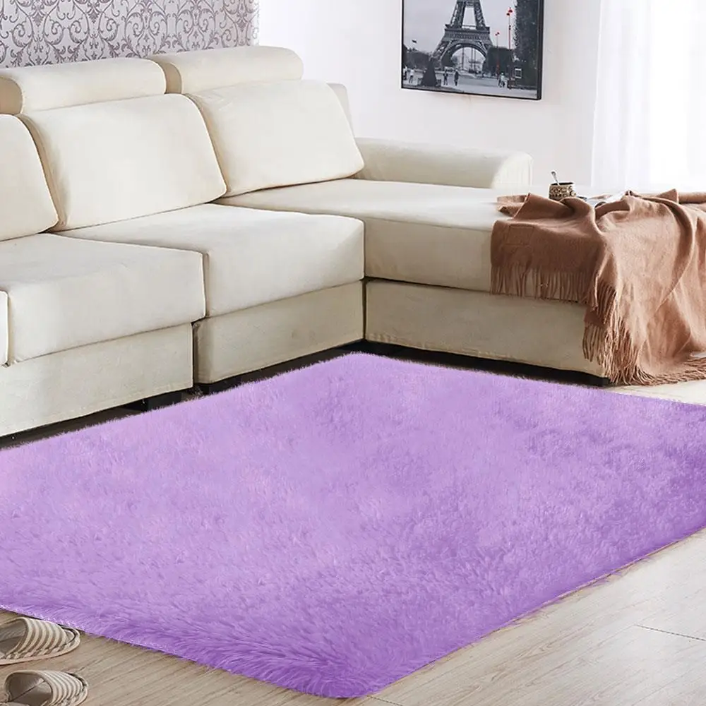 Purple Ковер, ковер, пол, пушистые коврики, яркие, мохнатые, теплые, противоскользящие, полиэфирное волокно, 120x80 см, разноцветный коврик, диван, спальня, для дома - Цвет: Purple