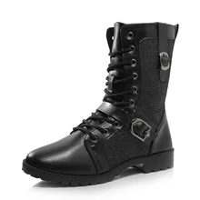 Мужские армейские ботинки; мужские высокие военные ботинки с металлической пряжкой в стиле панк; мужские мотоциклетные ботинки до середины икры; мужская обувь на шнуровке; ботинки в стиле рок