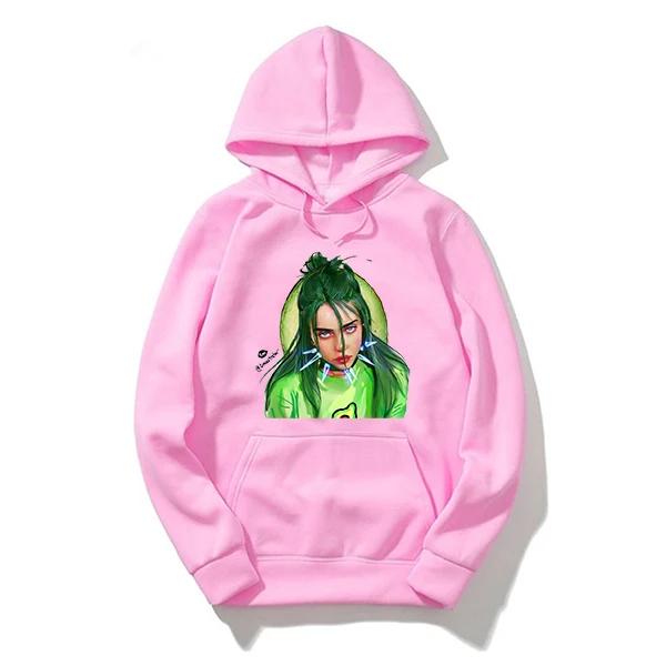 Толстовка с капюшоном с принтом Billie Eilish, худи для женщин и мужчин, уличная одежда худи в стиле хип-хоп, Розовая Одежда для девочек, зимняя рубашка Harajuku - Цвет: 905-JX-billie 23