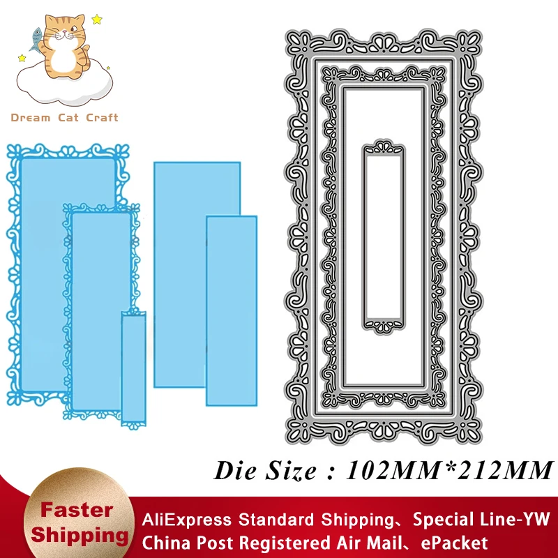 4 X 6 scatola ombra rettangolare 3D rettangolo cornice per foto ventaglio taglio metallo fustelle fustellato stampo Scrapbook artigianato di carta Punch Stencil  15