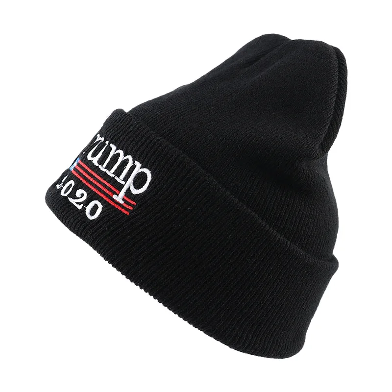 black Шапка Trump с надписью True casual Beanies для мужчин и женщин теплая вязаная зимняя шапка модная однотонная хип-хоп унисекс шапка бини - Цвет: black