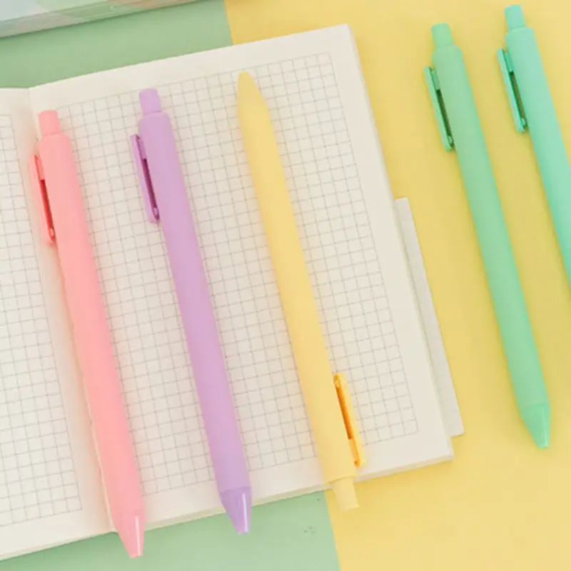 5pcs Candy Color Signing Neutral Gel Pens 0.5mm Black Ink Journal Student Office