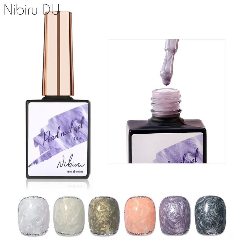 6 шт./компл. перламутровый Гелевый лак для ногтей с кисточкой высокая емкость