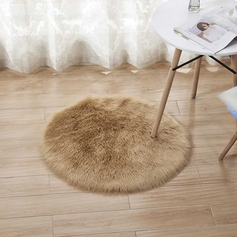 Круглые ковры из искусственной шерсти для гостиной, белый плюш, детская комната, искусственный мех, шерстяные коврики, мохнатые длинные плюшевые современные коврики 60cm/120 см ковер в гостинную ковры ковер