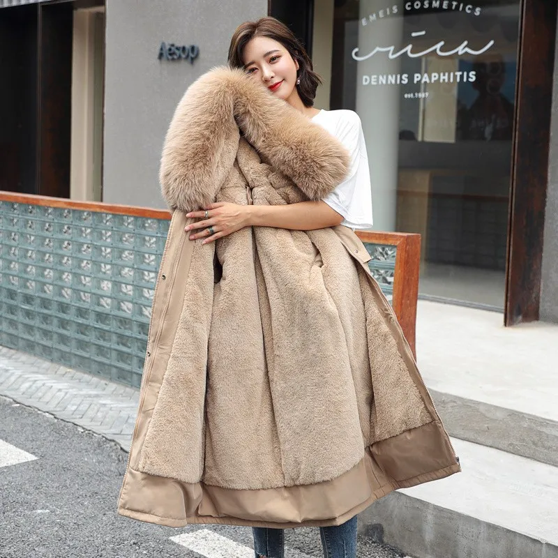 Winter Women Cotton Parkas Coats Faux Fur Hoody Lady Warm Outwear Overcoat LF2165 long puffer coat womens