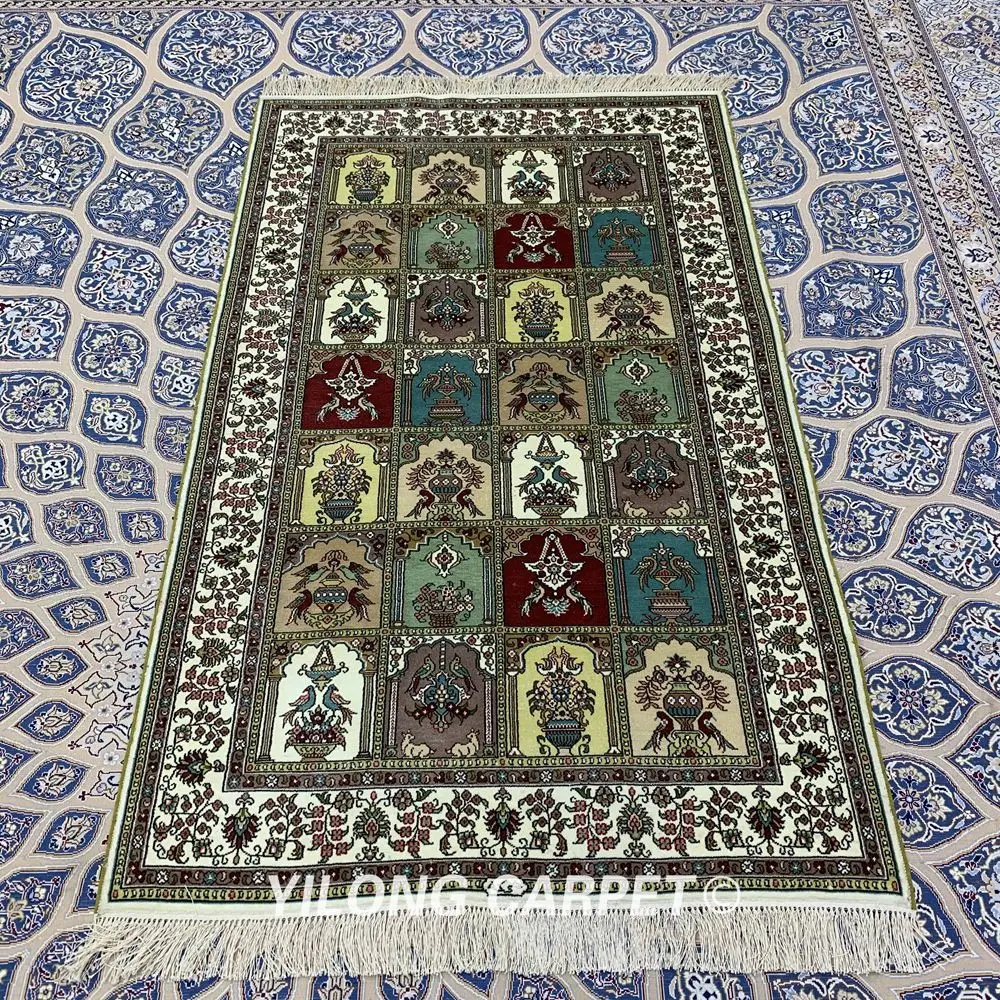 Yilong 3'x4. 5' античный Восточный четыре сезона изысканный ковер сад ковер ручной работы (0617)