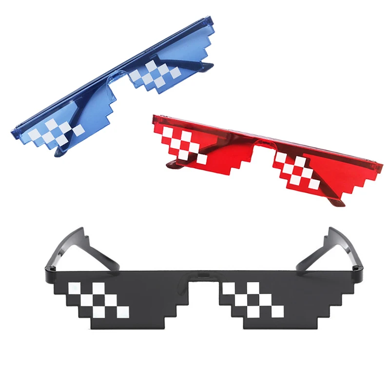 

Thug Life Mosaic Glasses Sunglasses Men Women 8 Bit Coding Pixel Trendy Cool Super Party Funny Vintage Shades Eyewear