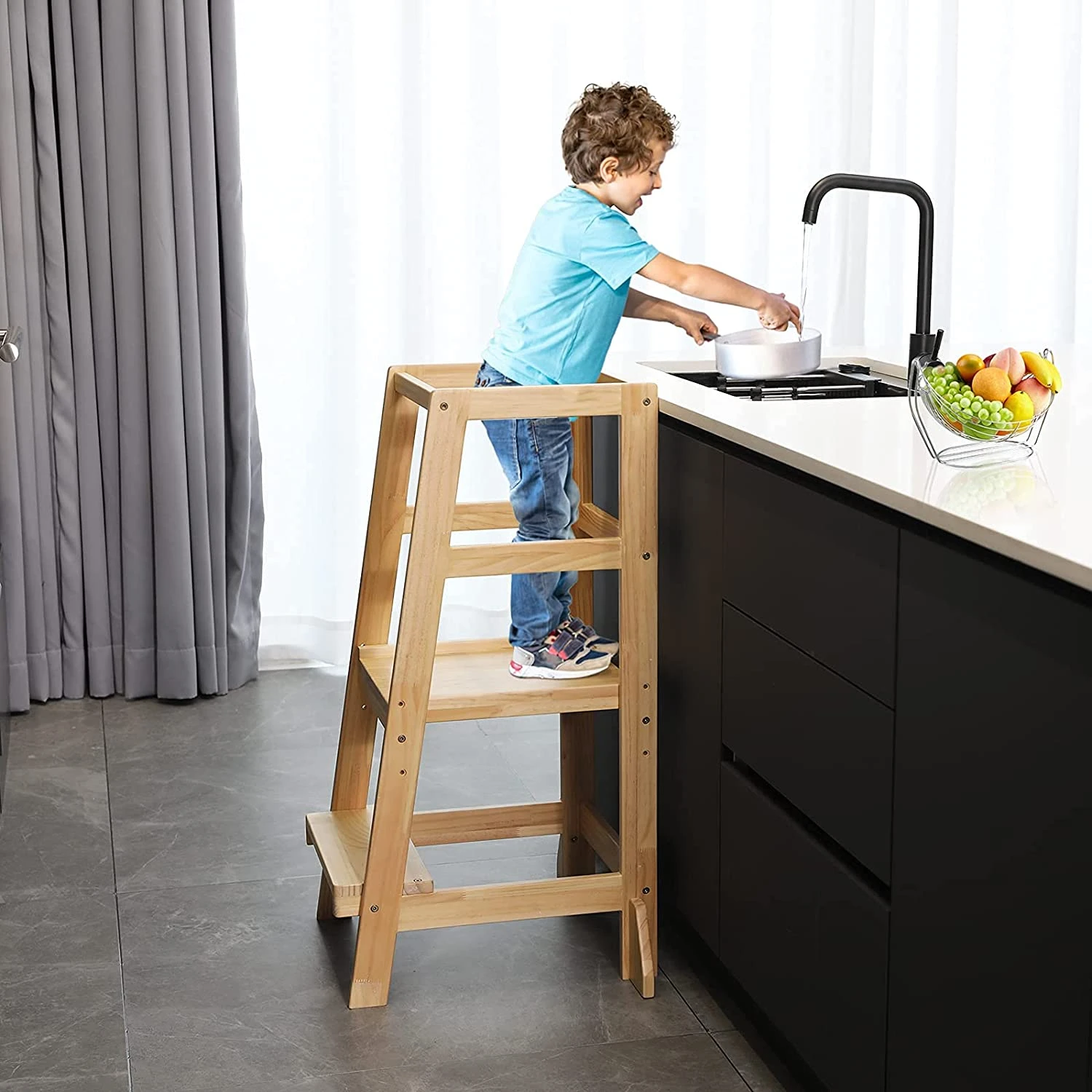 Montessori helper tower, Kitchen step stool, Kitchen helper tower