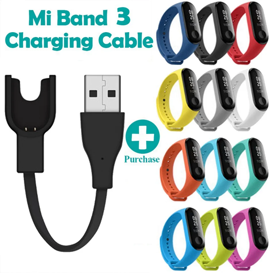 USB зарядный кабель для Mi Band 3 зарядное устройство Шнур замена Смарт-адаптер Xiaomi