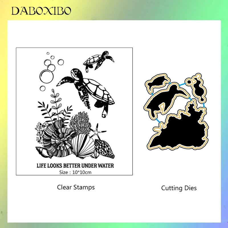 

DABOXIBO Turtle In The Ocean Cutting Dies Stencils For DIY Scrapbooking/Photo Album Decorative Embossing DIY Handcrafts