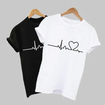 

Women T-shirts Casual Harajuku Love Printed Tops Tee Summer