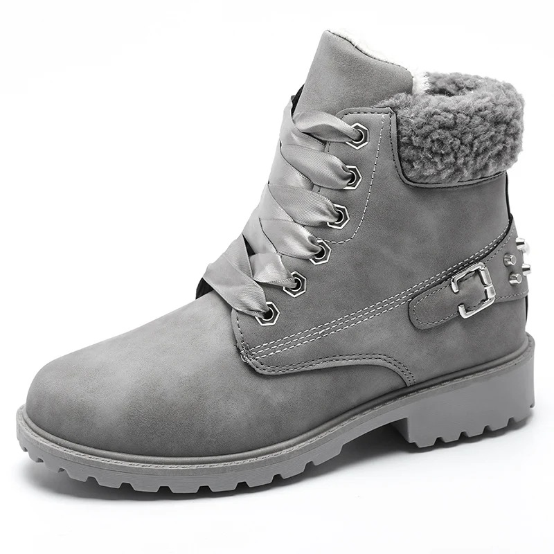 Зимние сапоги; женские ботинки; botas mujer invierno; коллекция года; bottes femme; Теплые Зимние ботильоны из искусственной кожи на квадратном каблуке с круглым носком; короткие резиновые сапоги с плюшевой подкладкой - Цвет: 3
