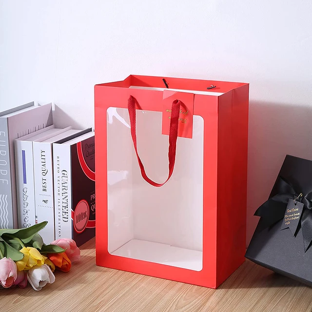 1 Pièce Sac D'emballage De Cadeau Transparent Avec Fenêtre, Pour