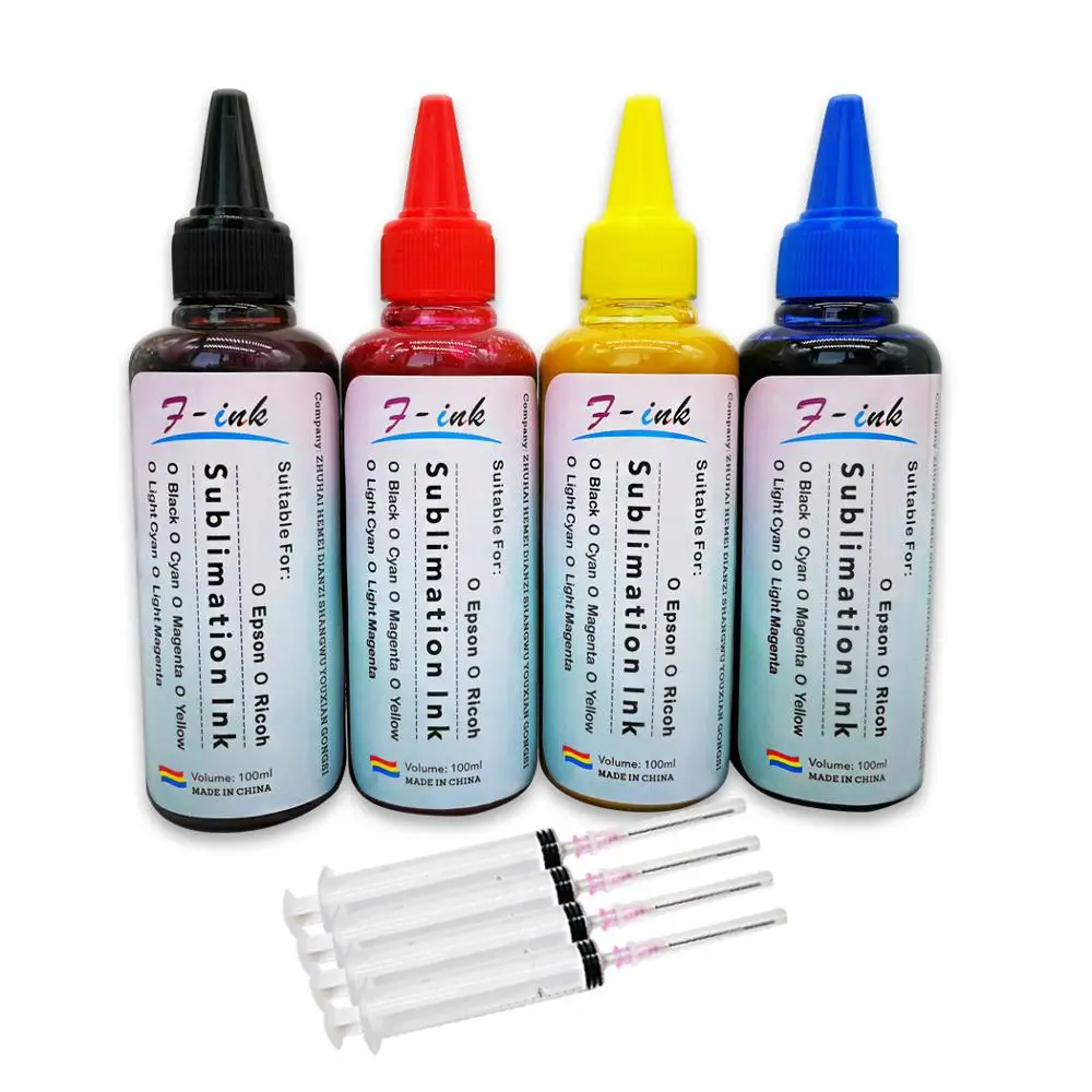 

F-INK 4x100ml Sublimation Ink for Epson 4 Color Printers Heat Transfer Ink for T-shirt,Cup,Shoes,Phone case......