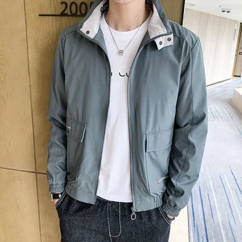 

Casual Men Jackets Coat Solid Color Men's Jackets Windproof Blue Gray Green Men Jackets Coat