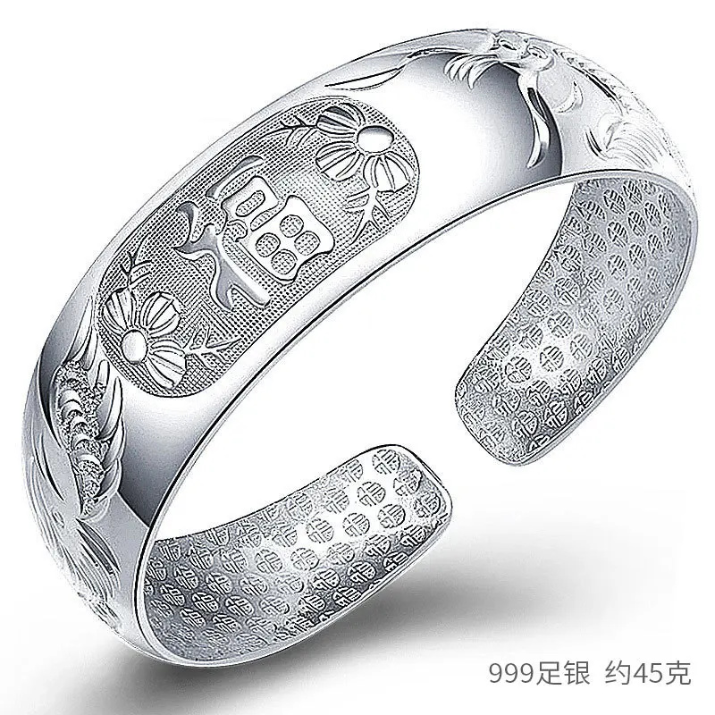 GB2124 925 открытый широкий дракон феникс браслет fu ретро браслет