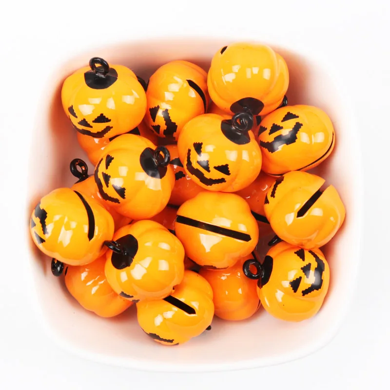 Jingle Bells 5pcs Pumpkin Halloween Festival Ornament Metal Bell For Home Party Tree Pendant Decoration DIY 19x19mm