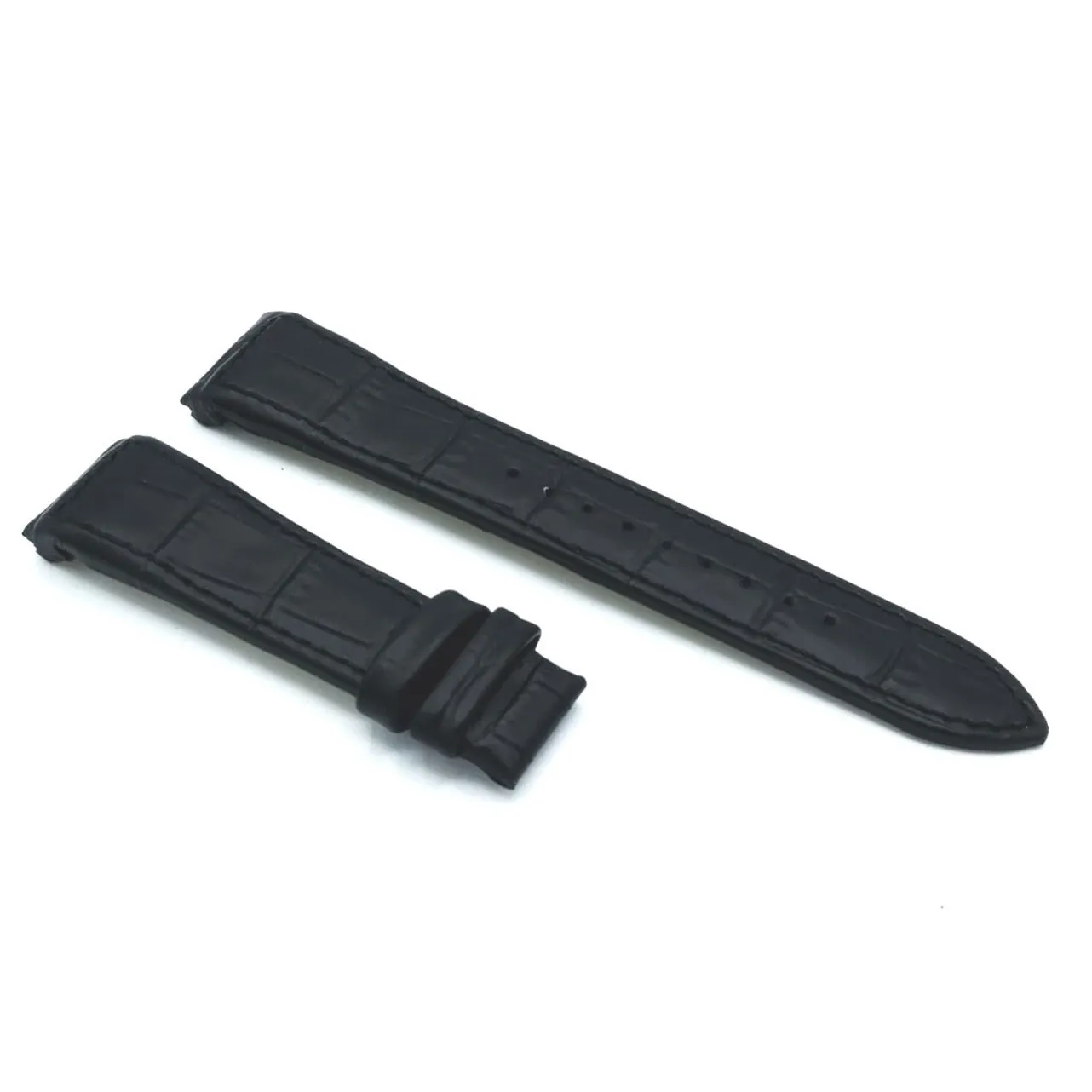 Черный кожаный ремешок для часов 212ZTD совместимый с Seiko Premier SNP115P1 21 мм 566SKO|Ремешки