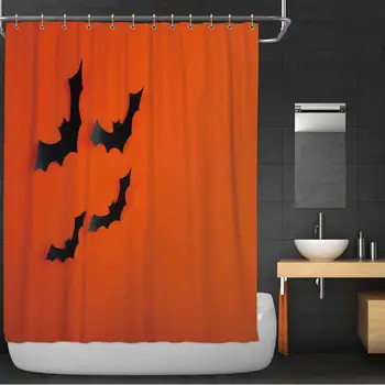 

Four Bats Shape Flying on Orange Background with Space for Design Fabric Shower Curtain,038469 for Bathroom Decor,84''W x 72''H
