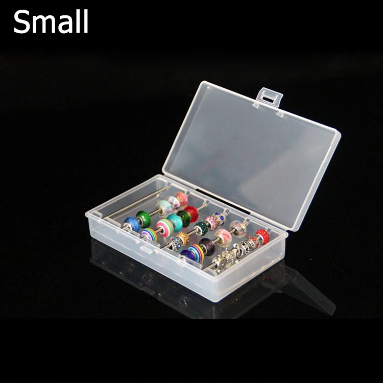 Прямоугольный акриловый браслет из бисера ювелирные изделия Ассорти коробка для хранения и коллекций Тролль бусины проекты держатель Органайзер для бара контейнер для лотков - Цвет: Clear Small