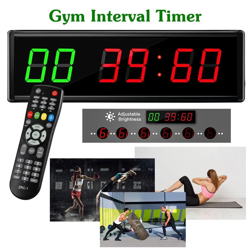 1.5inch 6 Digit Led Timer Boxing Gym Crossfit Tabata Emom Interval Countdown/up Stopwath Real Time Clock - Outdoor Fitness AliExpress
