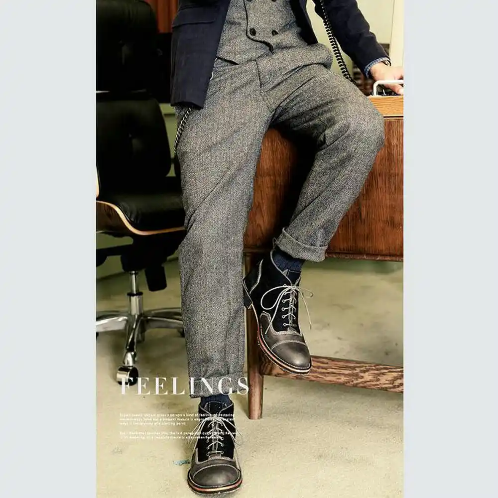 Pantalon Homme Classique Tweed Pantalon Laine Homme Gris Laine Epais Costume Chaud Pantalon Pour Hiver Pantalon Homme A Chevrons Mince Aliexpress