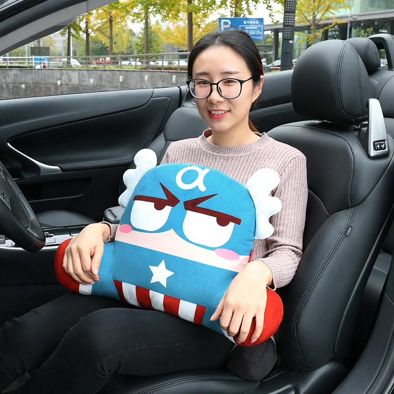 Автомобильное сиденье поясничная подушка для поддержки 3D мультфильм супер герой