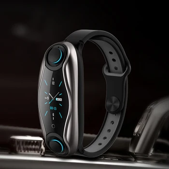 

Blood Pressure Monitor Wireless Waterproof Smart Watch 2 In 1 Touch Screen Heart Rate Fitness Sports Bracelet Bluetooth Earphone