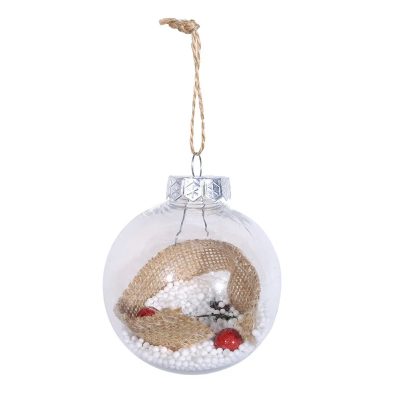 

Xmas Tree Hanging Ball Transparent Can Open Plastic Clear Bauble Drop Ornaments Christmas Decoration for Home Gift Present