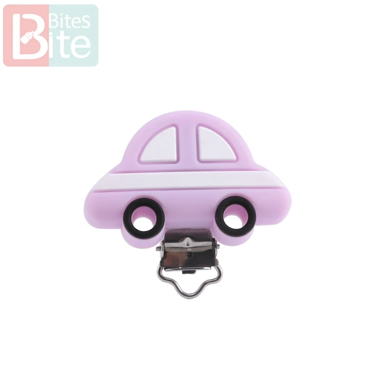 Bite Bites 1PC Baby Pacifier Clips Silicone Cartoon Car Clip Soother Holder DIY Infant Pacifier Nipples For Baby Teether Product - Цвет: Purple