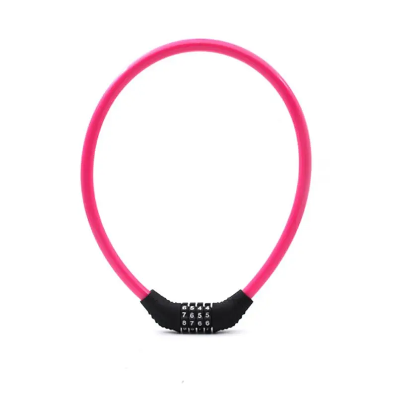 Security Bicycle Lock 4-digit Resettable Code Mountain Bike Strip Wire Cable Electric Car Locks - Цвет: Красный