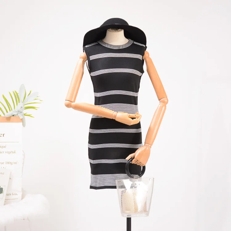 

Stock WOMEN'S Dress Overstock 2019 Early Spring Korean-style Slimming Crew Neck Sleeveless Jersey Dress