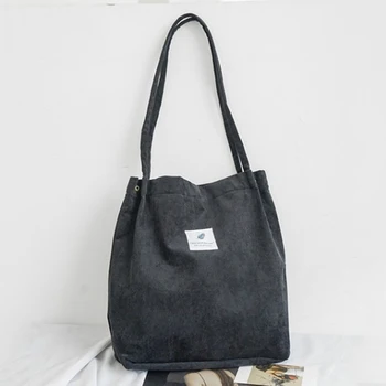 

Woman Corduroy Shoulder Bag Casual Tote Female Handbag Purse Reusable Shopping Bags 2020 New Elegant Bucket Shoulder Handbags