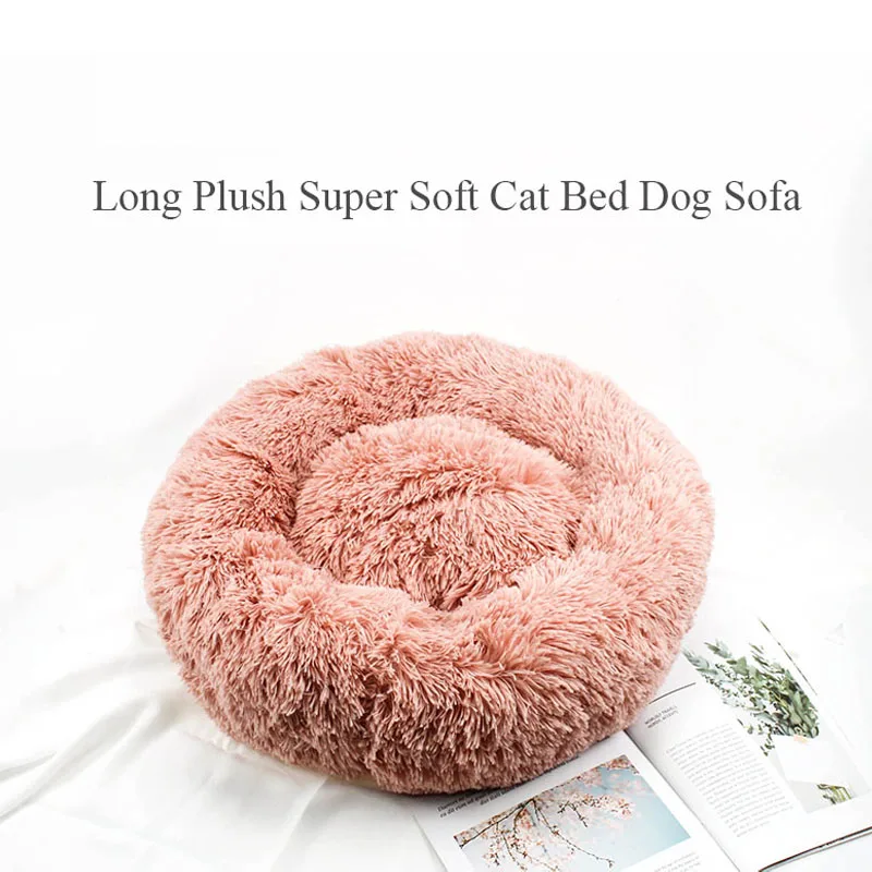 Длинная плюшевая супер мягкая кровать для кошки, собачий диван, зимний теплый спальный мешок для кошки, подушка для щенка, коврик, портативный, все размеры, гнездо для дома