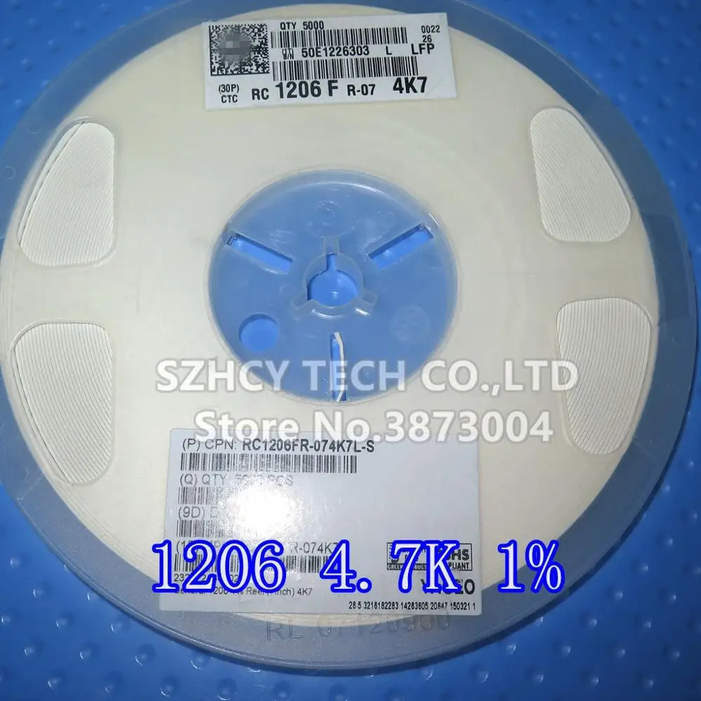 

5000Pcs 1206 4.7K 1% RC1206FR-074K7L-S New and origianl