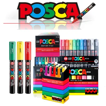 

Uni Water-based POSCA Series Marker PC-1M/3M/5M 21/24/24 Color Hand-painted Comics Graffiti Pop Poster Advertisement 0.7-2.5mm