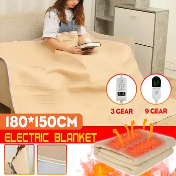 

150x180cm 9 Gears Winter Electric Blanket Heater 220V Dual Body Warmer Heated Blanket Thermostat Electric Heating Blanket