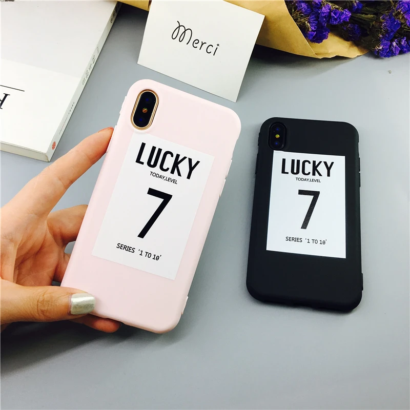 

Lucky number 7 pattern Couple Phone Cover Case For Iphone X 11 pro Xs Max Xr 10 8 7 6 6s Plus Luxury Soft silicone Coque Fundas
