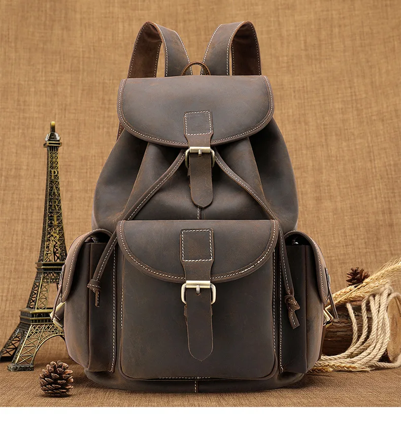 

Men Brown Color Backpack Genuine Leather Soft Tough Classic Pure Leather and Luxury Backpack for Students Coffee Color