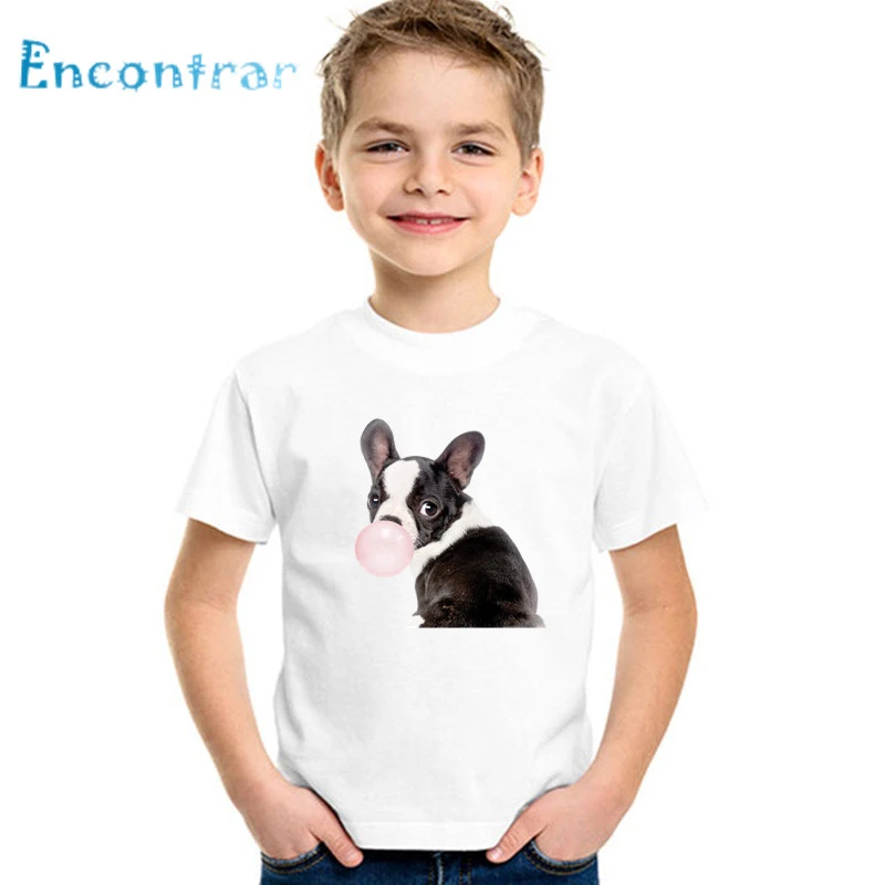 Camiseta de goma de mascar para niños y niñas, divertida camiseta de Bulldog Francés, animales bonitos, gato, Panda, cerdo, conejo, de bebé, oHKP2059|Camisetas| - AliExpress