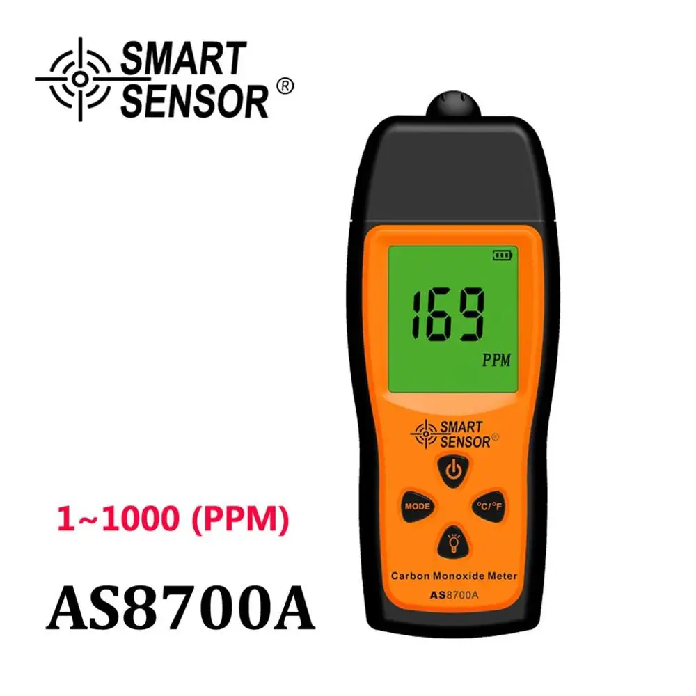 

SMART SENSOR AS8700A CO Carbon Monoxide Meter Smoke Detector Poisoning Gas Analyzer Warning Alarm LCD Display 1000PPM