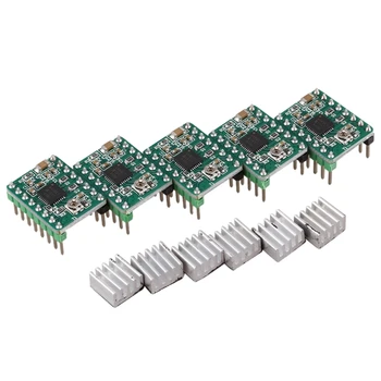 

Makerbase 5Pcs 3D Printer Parts StepStick Reprap A4988 Stepper Motor Driver with Heatsink Default 1A MAX 2A Good Circuit Protect