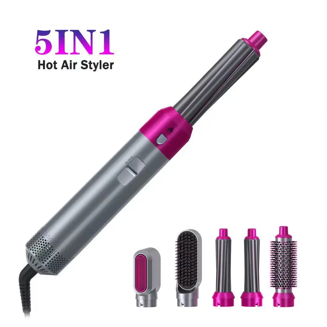 Secador de Cabelo Salão de Beleza Ferro com Cabelo 5 em 1 Escova Profissional Curling Encaracolado Endireitar Estilo Ferramenta 1 curling ferro com cabelo encaracolado endireitar escova estilo ferramenta